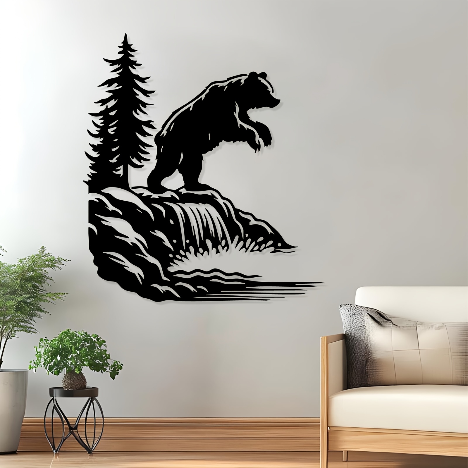 Outdoor Adventure Gifts - Seni Dinding Logam Beruang & Air
