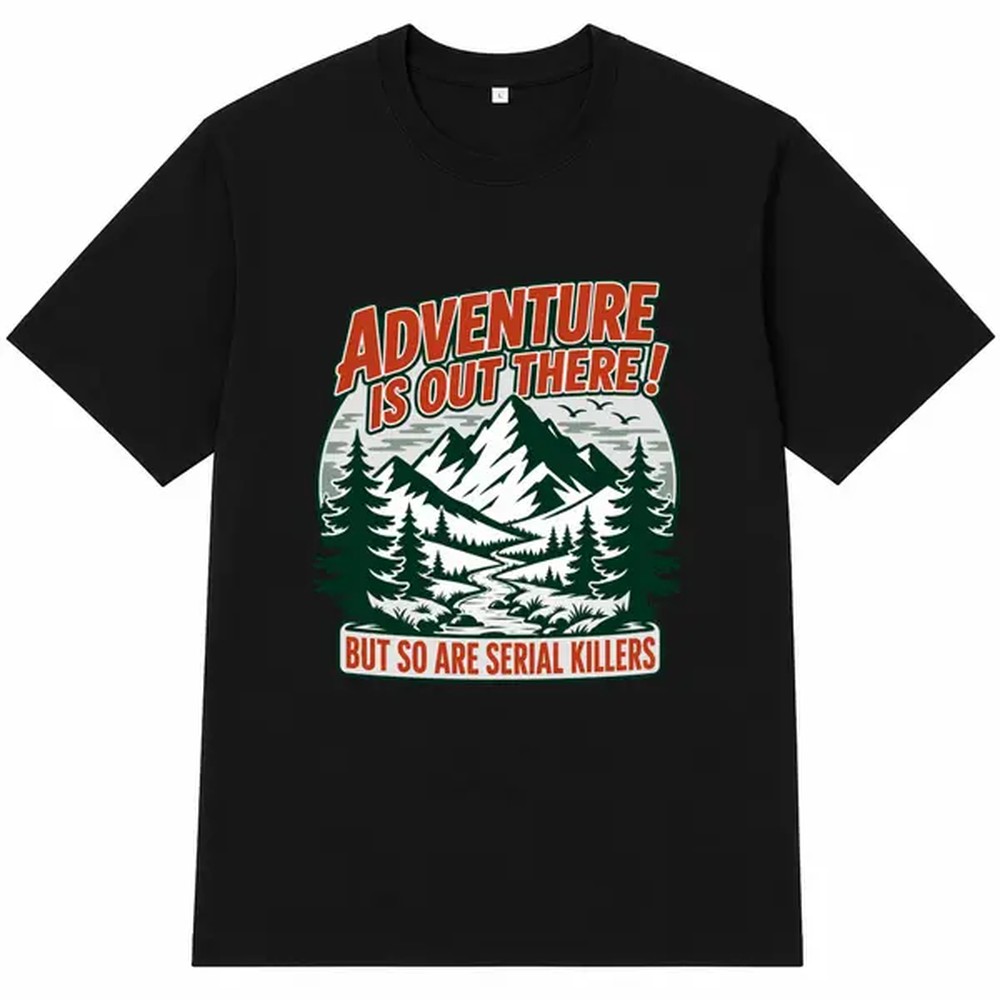 Kaos Hitam Bermotif Petualanga - Outdoor Adventure Gifts ulasan dan harga