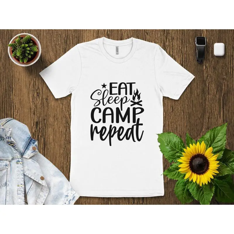 Kaos Eat Sleep Camp Repeat Pen - Outdoor Adventure Enthusiast ulasan dan harga